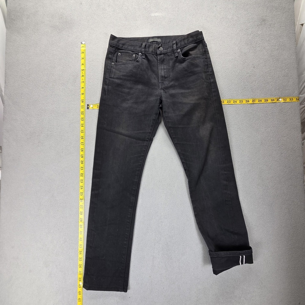 Uniqlo Jeans Womens 30x31 Black Selvedge Charcoal Wash Slim Straight Low Rise‎